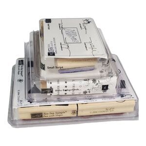 Stampin’ Up Lot Of 21 Various Rubber Stamp Sets Words Shapes Boho Background